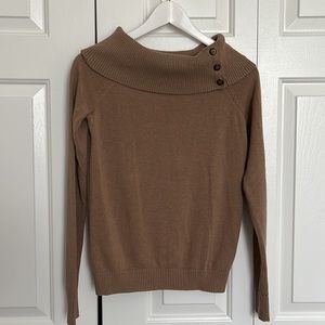 Lauren Ralph Lauren Khaki Cowl or Off the shoulder sweater with button details